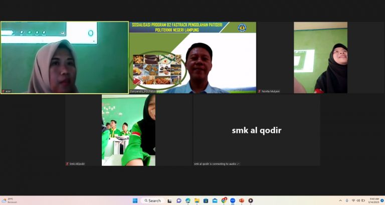 Sosialisasi Online Prodi D2 Pengolahan Patiseri Polinela Kepada Siswa SMK AL-QODIR Kabupaten Tanggamus