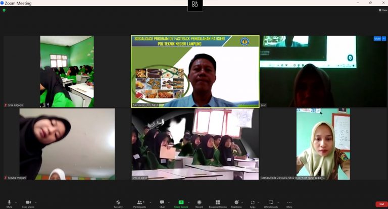 Sosialisasi Online Prodi Pengolahan Patiseri Polinela Kepada Siswa SMKN I Negeri Besar Kab. Way Kanan